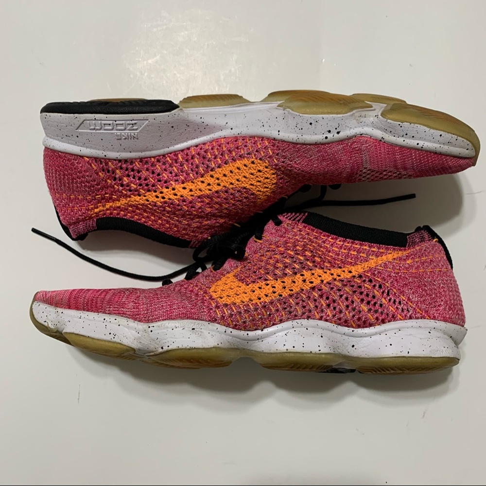 Nike Women Shoe Flyknit Zoom Size 10 Running Shoes Pink Sneakers 698616-602 - Picture 3 of 11